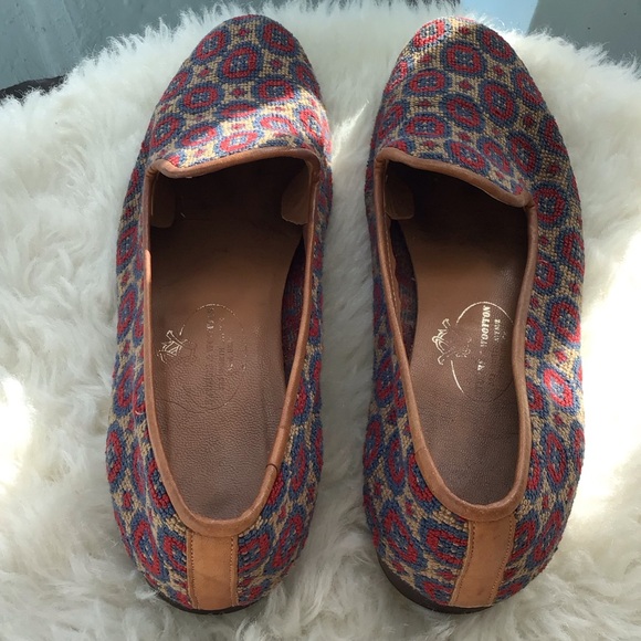 Stubbs and Wootton Palm Beach Needlepoint and Leather Trim Flats Driving Shoes - Picture 10 of 12